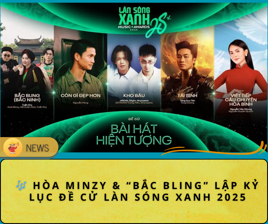 Hòa Minzy và Bắc Bling lập kỷ lục đề cử Làn Sóng Xanh 2025